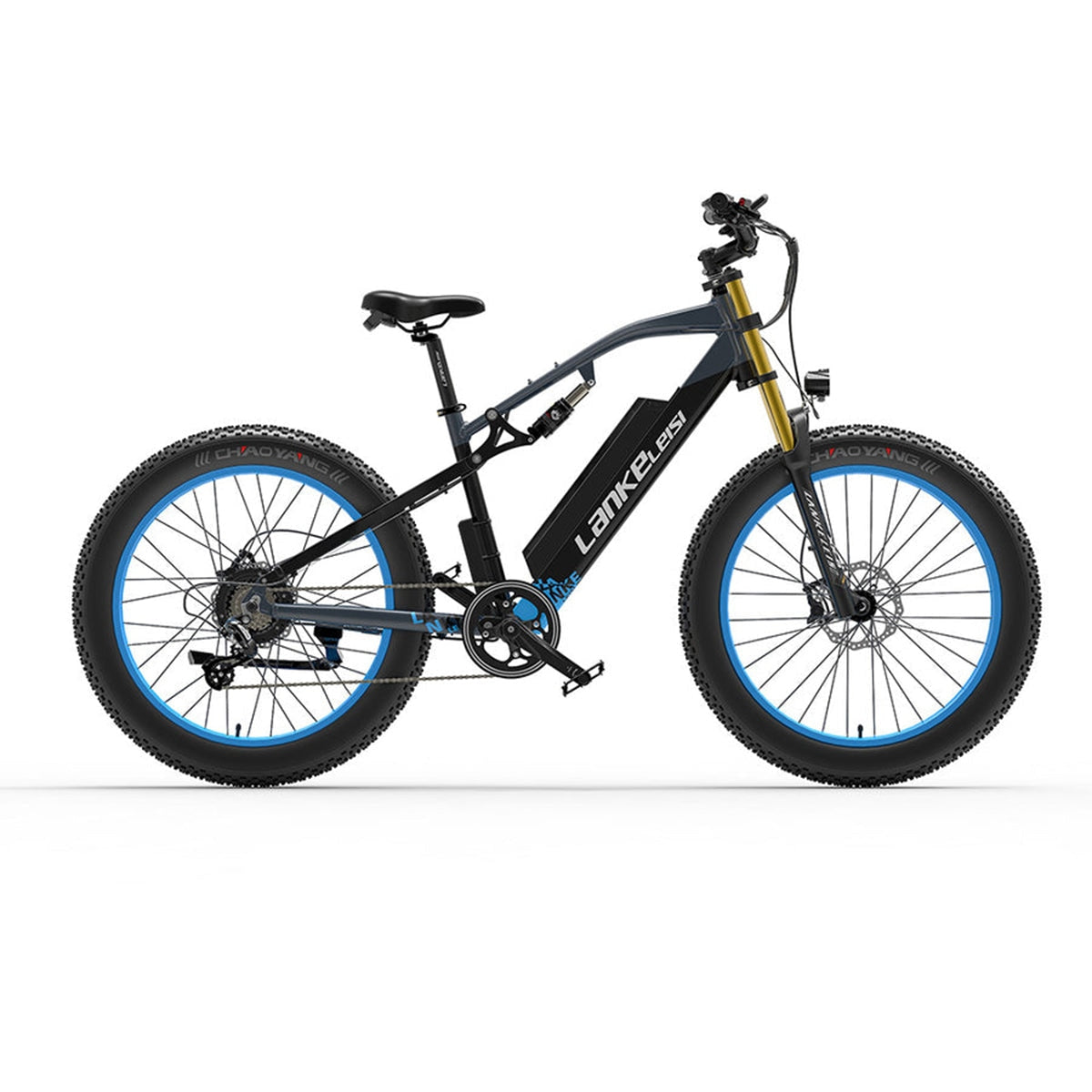 Lankeleisi RV700 Explorer electric hunting bike with rugged frame, fat tires, and handlebar controls suitable for outdoor adventures.