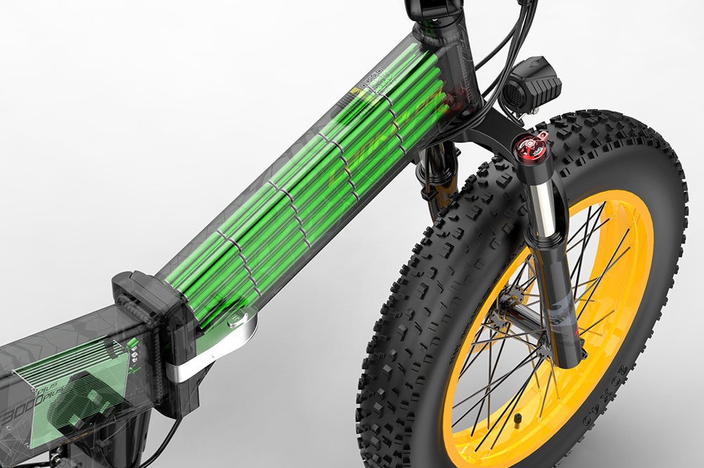 Lankeleisi electric bicycle lithium-ion battery, compatible with LANKELEISI e-bikes, shown in a close-up view.